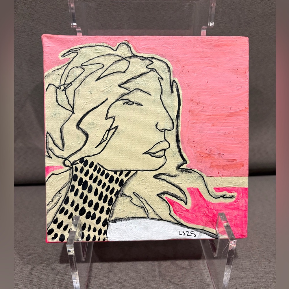 Lindsey Shaw Original Art Painting “Fierce” Momlife Portrait‎ 6x6 Canvas